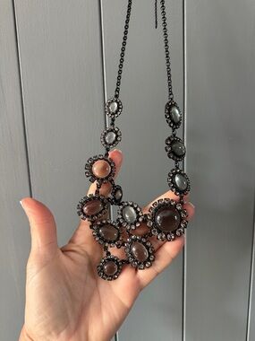 J. Crew Black and Brown Cluster Necklace
